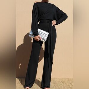 The Classic Off Shoulder Jumpsuit -Red
